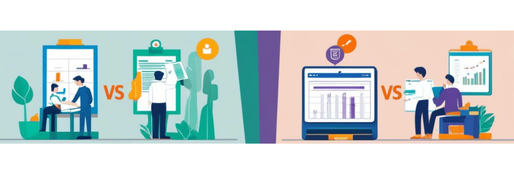 An infographic comparing manual vs. AI-driven data collection processes.